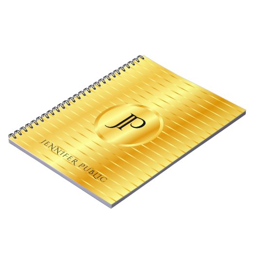 Aangepaste Monogram Sjabloon Nep Goud Metallic Uit Notitieboek (Linkerzijde)