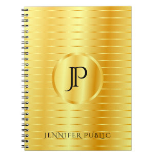 Aangepaste Monogram Sjabloon Nep Goud Metallic Uit Notitieboek