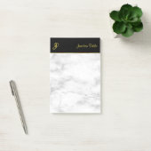 Aangepaste monogram Sjabloon White Marble Black Go Post-it® Notes (Kantoor)