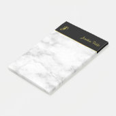 Aangepaste monogram Sjabloon White Marble Black Go Post-it® Notes (Schuin)