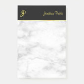 Aangepaste monogram Sjabloon White Marble Black Go Post-it® Notes (Voorkant)