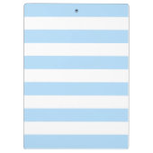 Aangepaste Monogram Sky Blue en Navy Bold Stripes Klembord (Achterkant)