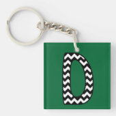 Aangepaste monogram Sleutelhanger: D: zwart, witte Sleutelhanger (voorkant)
