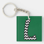 Aangepaste Monogram Sleutelhanger: L: zwart, witte Sleutelhanger (voorkant)