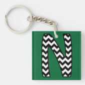 Aangepaste monogram Sleutelhanger: N: zwart, witte Sleutelhanger (voorkant)