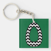 Aangepaste monogram Sleutelhanger: O: zwart, witte Sleutelhanger (voorkant)