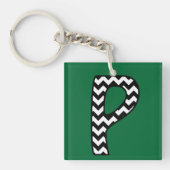 Aangepaste monogram Sleutelhanger: P: zwart, witte Sleutelhanger (voorkant)