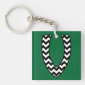 Aangepaste Monogram Sleutelhanger: V: zwart, witte Sleutelhanger (voorkant)