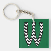 Aangepaste Monogram Sleutelhanger: W: zwart, witte Sleutelhanger (voorkant)