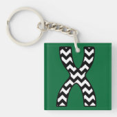 Aangepaste Monogram Sleutelhanger: X: zwart, witte Sleutelhanger (voorkant)
