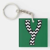 Aangepaste Monogram Sleutelhanger: Y: zwart, witte Sleutelhanger (voorkant)