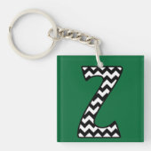 Aangepaste monogram Sleutelhanger: Z: zwart, witte Sleutelhanger (voorkant)