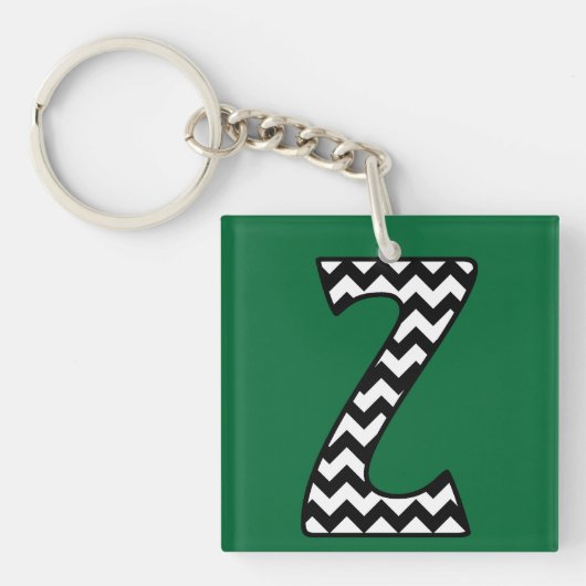 Aangepaste monogram Sleutelhanger: Z: zwart, witte Sleutelhanger (voorkant)