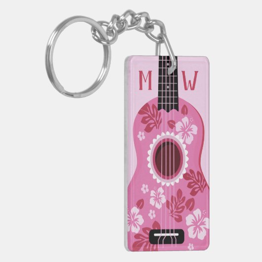Aangepaste monogram-sleutelketen van Ukulele Sleutelhanger (Voorkant Links)