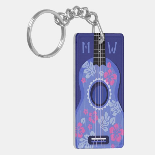 Aangepaste monogram-sleutelketen van Ukulele Sleutelhanger (Voorkant Links)
