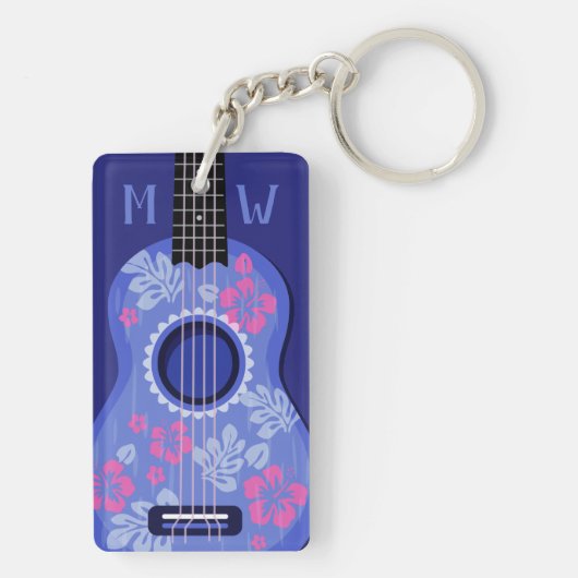Aangepaste monogram-sleutelketen van Ukulele Sleutelhanger (achterkant)