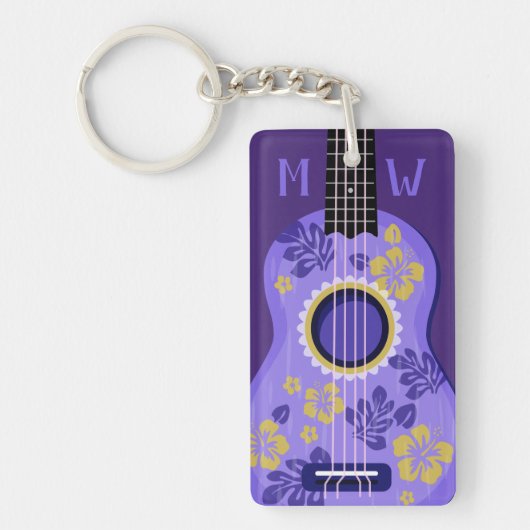 Aangepaste monogram-sleutelketen van Ukulele Sleutelhanger (Voorkant)