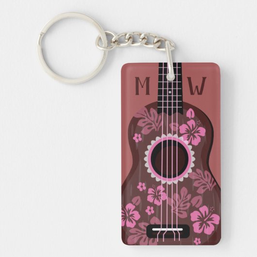 Aangepaste monogram-sleutelketen van Ukulele Sleutelhanger (Voorkant)