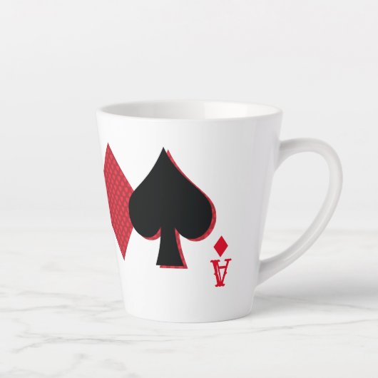 Aangepaste Monogram speelkaarten Bridge & Poker Latte Mok (Rechts)