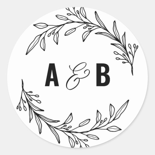 Aangepaste MONOGRAM-sticker Ronde Sticker (Voorkant)