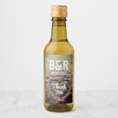 Aangepaste monogram strand bruiloft foto mini fles wijn etiket (Voorkant)