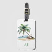 Aangepaste Monogram Strand Vakantie Bagagelabel (Voorkant (verticaal))