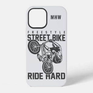 Aangepaste monogram Street Biking-telefoongevallen iPhone 12 Hoesje