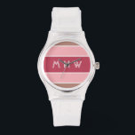 Aangepaste monogram stripes Pattern-horloges Horloge<br><div class="desc">Verander het tekstgebied in wat u wilt. U kunt de doopvont en zijn grootte en kleur ook veranderen door de functie "aan te passen"te gebruiken,  evenals meer tekstgebieden toe te voegen als u wenst. Bekijk mijn winkel voor meer objecten met en kleurenkeuzen van dit ontwerp.</div>
