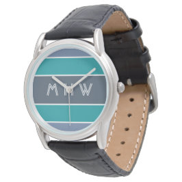 Aangepaste monogram stripes Pattern-horloges Horloge