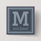 Aangepaste monogram Stripes Pattern-knop Vierkante Button 5,1 Cm (Voorkant)