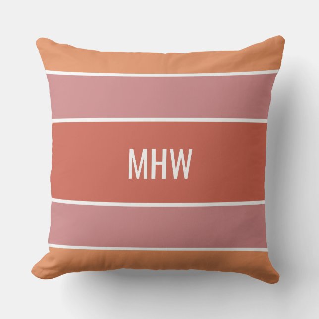 Aangepaste monogram Stripes Pattern-sluskussens Buitenkussen (Voorkant)