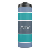 Aangepaste monogram Stripes Pattern-tumbler Thermosbeker (Voorkant)