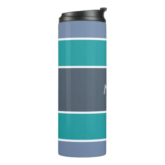 Aangepaste monogram Stripes Pattern-tumbler Thermosbeker (Gedraaid links)
