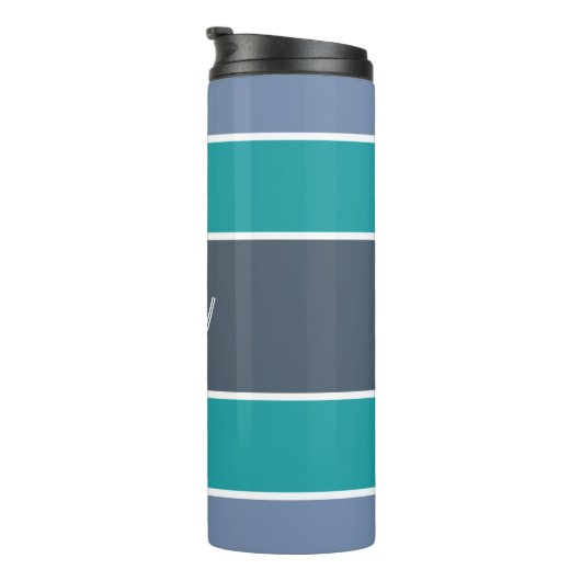 Aangepaste monogram Stripes Pattern-tumbler Thermosbeker (Geroteerd rechts)
