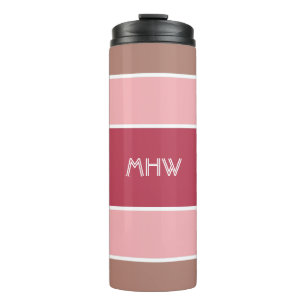 Aangepaste monogram Stripes Pattern-tumbler Thermosbeker