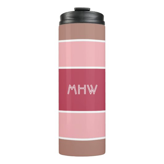 Aangepaste monogram Stripes Pattern-tumbler Thermosbeker (Voorkant)