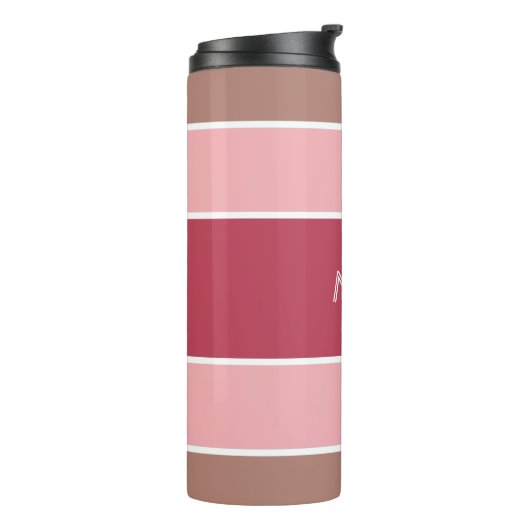 Aangepaste monogram Stripes Pattern-tumbler Thermosbeker (Gedraaid links)