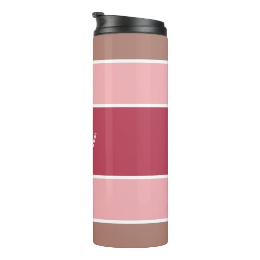 Aangepaste monogram Stripes Pattern-tumbler Thermosbeker (Geroteerd rechts)