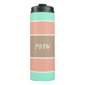 Aangepaste monogram Stripes Pattern-tumbler Thermosbeker (Voorkant)