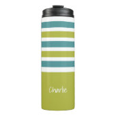 Aangepaste monogram Stripes Pattern-tumbler Thermosbeker (Voorkant)