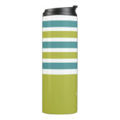 Aangepaste monogram Stripes Pattern-tumbler Thermosbeker (Gedraaid links)