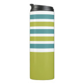 Aangepaste monogram Stripes Pattern-tumbler Thermosbeker (Geroteerd rechts)