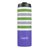 Aangepaste monogram Stripes Pattern-tumbler Thermosbeker (Voorkant)