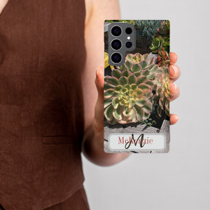 Aangepaste monogram Succulent Garden Oceanside Samsung Galaxy Hoesje