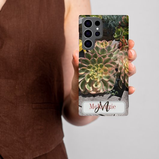 Aangepaste monogram Succulent Garden Oceanside Samsung Galaxy Hoesje