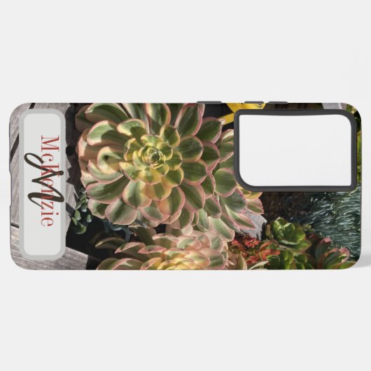 Aangepaste monogram Succulent Garden Oceanside Samsung Galaxy Hoesje (Linkerkant)