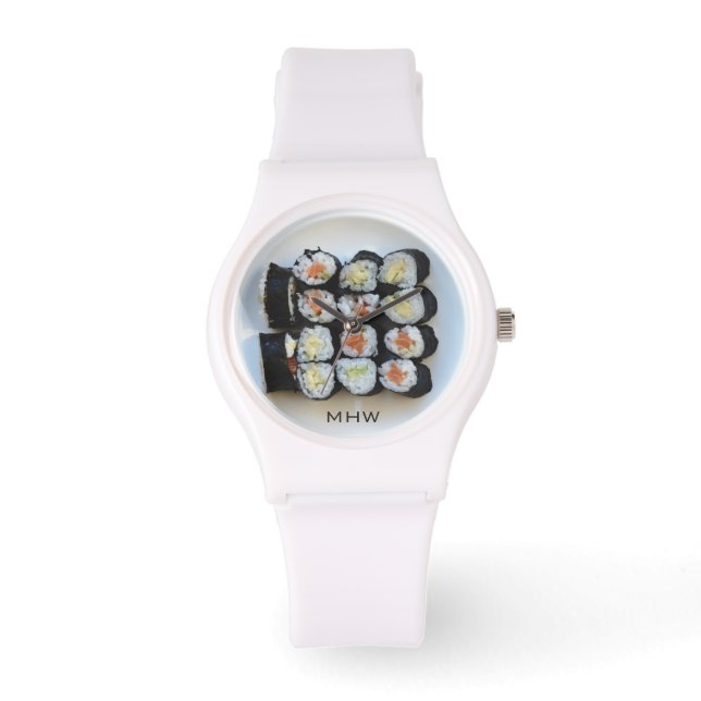 Aangepaste monogram Sushi-horloges Horloge (Voorkant)