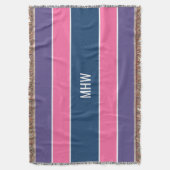 Aangepaste monogram tapedeken voor Stripes Pattern Deken (Voorkant Verticaal)