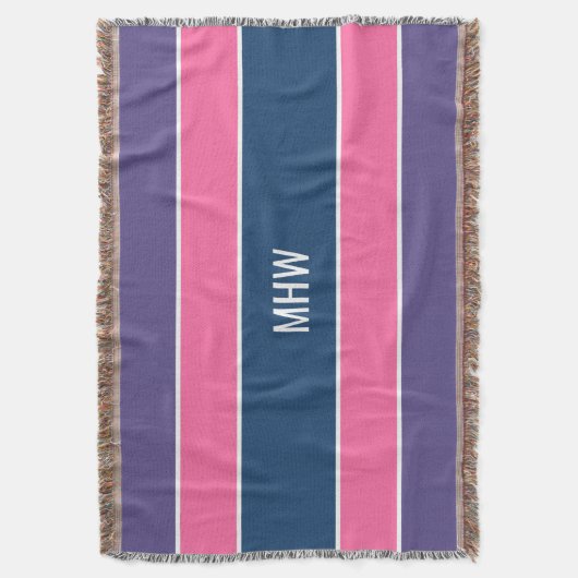 Aangepaste monogram tapedeken voor Stripes Pattern Deken (Voorkant Verticaal)
