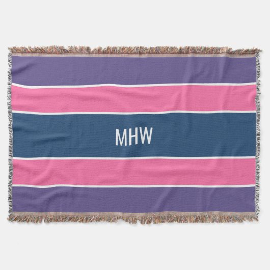 Aangepaste monogram tapedeken voor Stripes Pattern Deken (Voorkant)